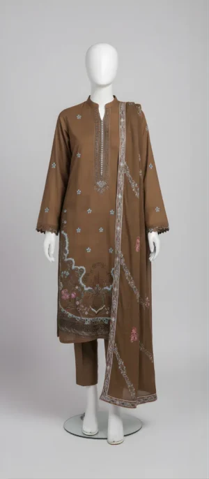 3-Piece Embroidered Bana Dora Lawn FR-3210