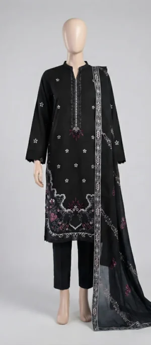 3-Piece Embroidered Bana Dora Lawn FR-3211