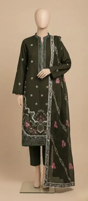 3-Piece Embroidered Bana Dora Lawn FR-3212