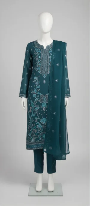 3-Piece Embroidered Lawn UK-3702